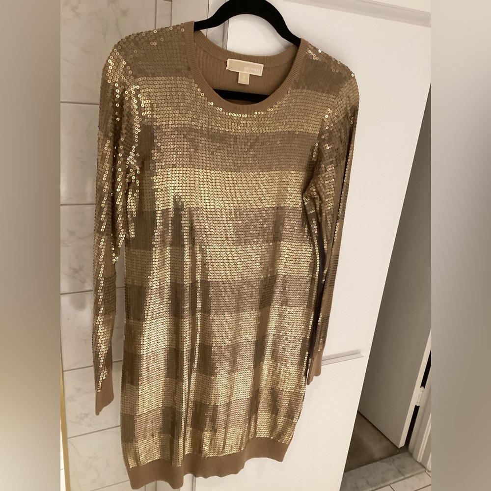 Michael Kors Gold Sequin Sweater dress